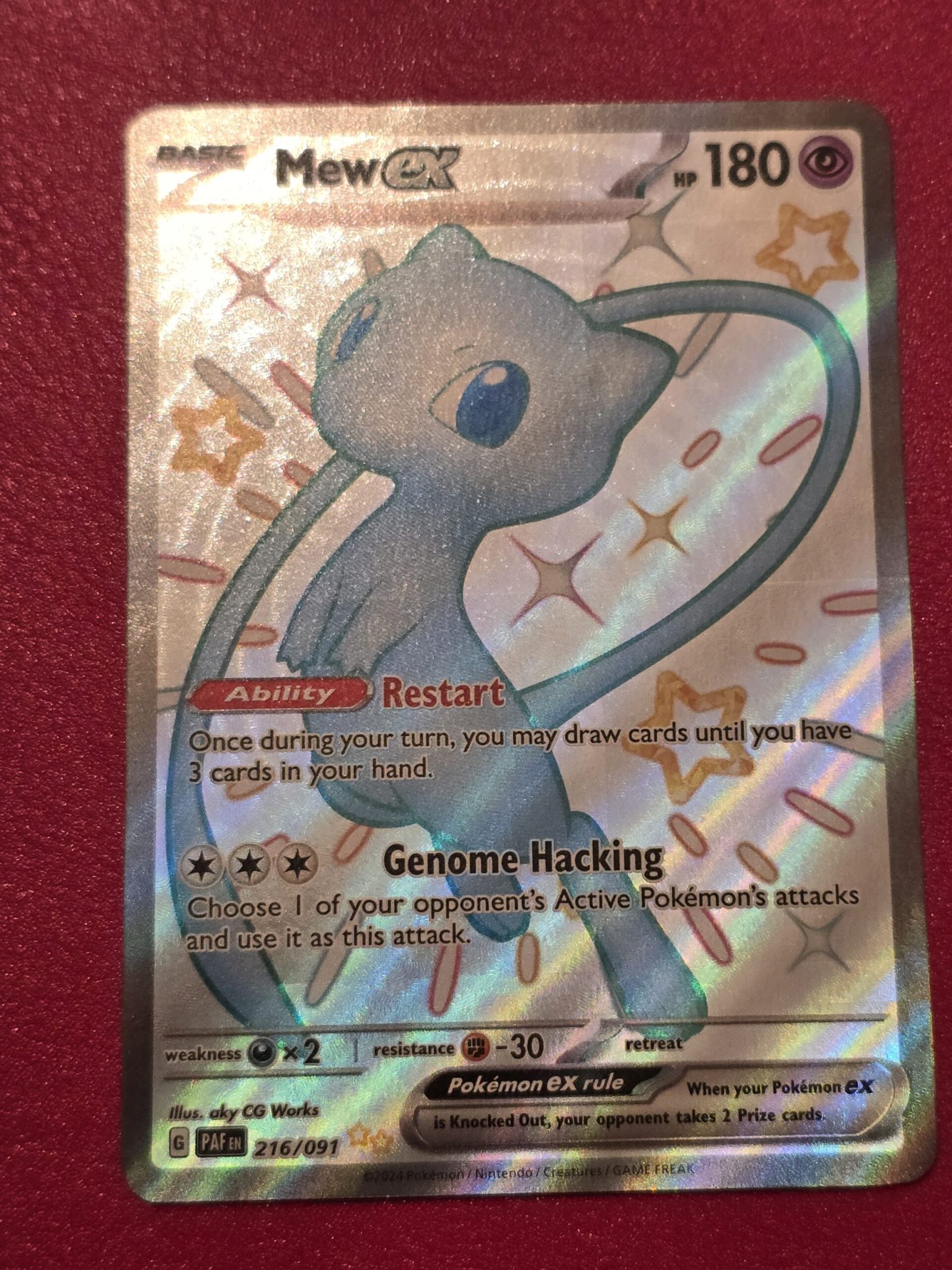 Mew Ex 216/091 Arte Completo Brillante Ultra Raro Pokémon Destinos